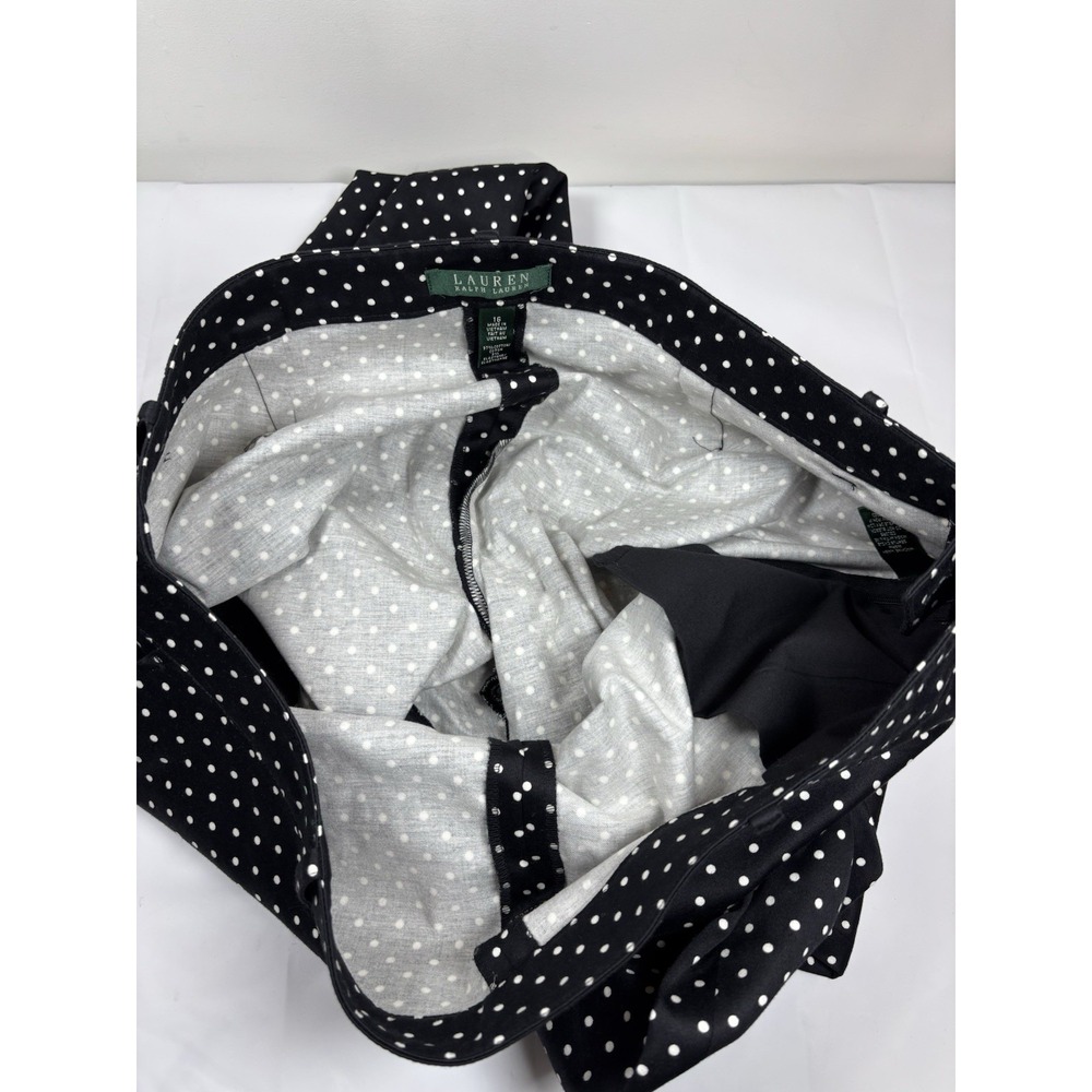 Lauren Ralph Lauren Womens Sz 16 Black/White Stretch Polka Dot Ankle Pants - Picture 13 of 16